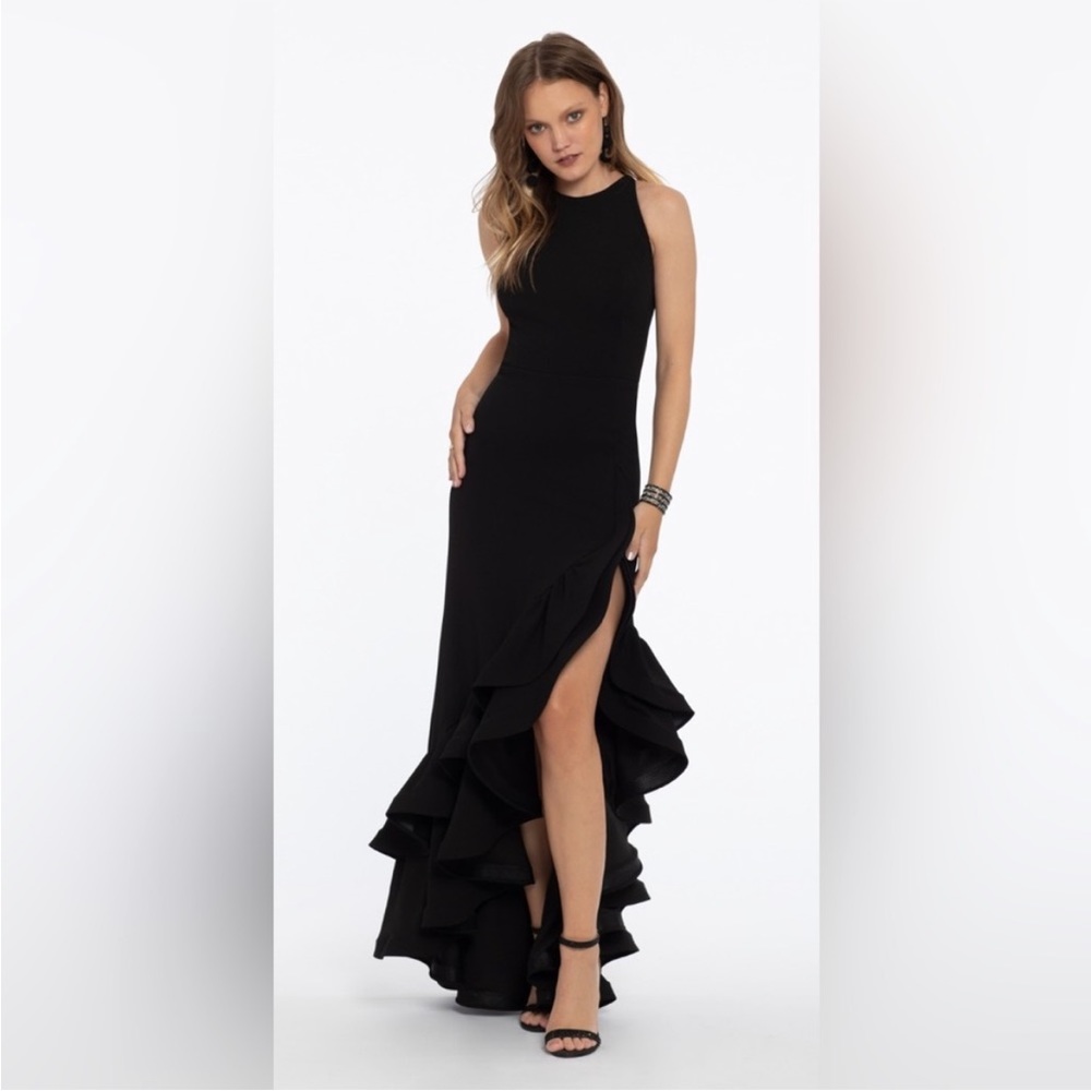 COPY - Missguided Black Tiered Ruffle Mermaid Trumpet Maxi Dress Gown Size US 6